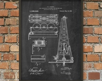 Oil Rig Patent Wall Art Poster, Petroleum Engineering Print, Oil Industry Blueprint, Vintage Industrial Decor, Oil and Gas Engineer Gift