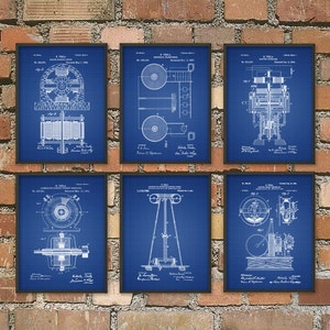 Tesla Patent Prints Nikola Tesla Engineering Invention Patent Tesla Motors Tesla Coil Generator Electric Circuit Poster Set Of 6 Blueprint