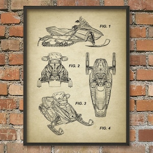 Snowmobile Patent Print Wall Art - Snowmobile Design - Snow Transport - Winter Recreation Vehicle Poster