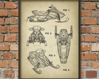 Snowmobile Patent Print Wall Art - Snowmobile Design - Snow Transport - Winter Recreation Vehicle Poster