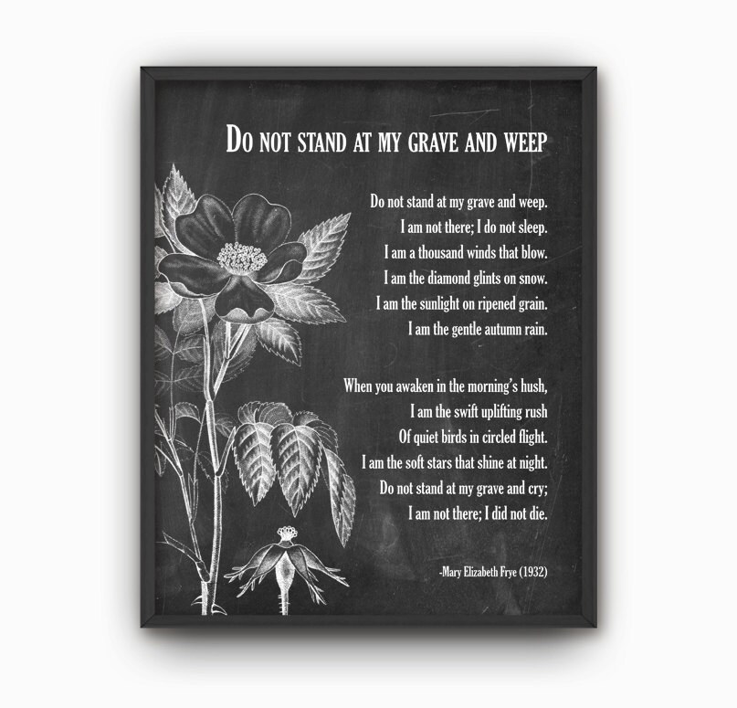 Stehen nicht an meinem Grab und weint Gedicht Mary Elizabeth Etsy
