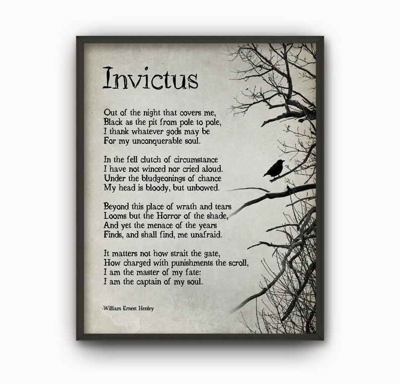 Invictus Copyable Invictus Poem by William Ernest Henley Typography Print, Inspirational ...