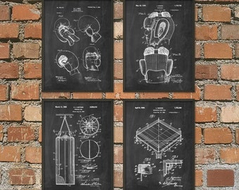 Boxing Patent Prints Set of 4 - Boxing Poster - Boxing Print - Sports Gift - Boxing Glove - Headguard Boxing Ring Wall Art
