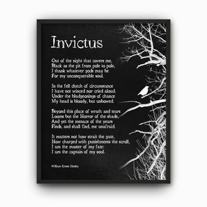 Invictuse Invictus Poem by William Ernest Henley Typography Print, Inspirational ...