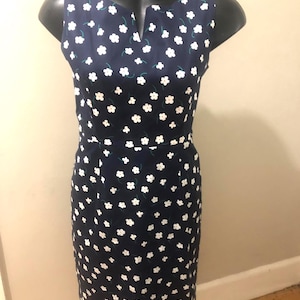Laura Ashley Vintage 90s Blue Floral Dress Sz S