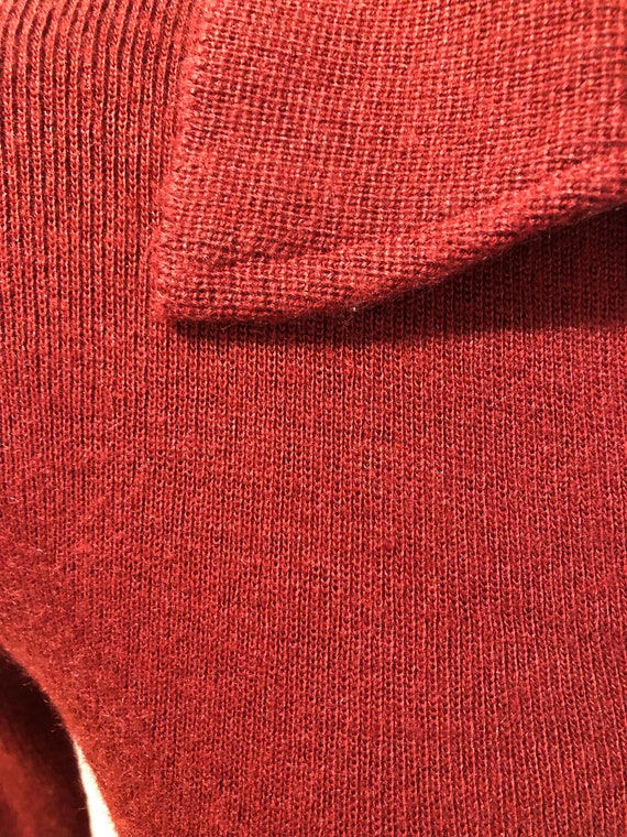 Vintage 70s Rust Red Orange Sweater Knit Top Sz S… - image 5