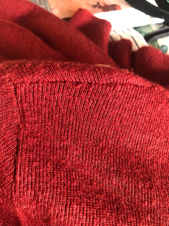 Vintage 70s Rust Red Orange Sweater Knit Top Sz S… - image 8