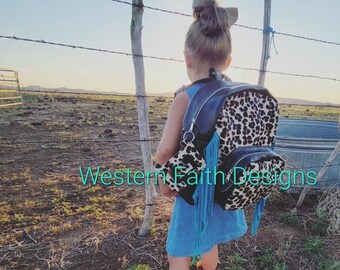 Cowhide Backpack: Leather Western Diaper Bag