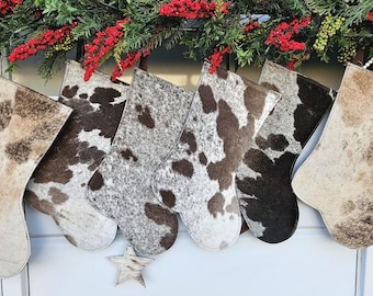 Cowhide Christmas Stocking, Western Style