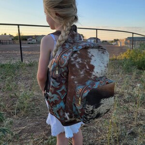 READY *TO * SHIP Cowhide Zipper Backpack Cowhide Back pack Cowhide Diaper Bag Western Backpack Leather Backpack Leather Diaper Bag