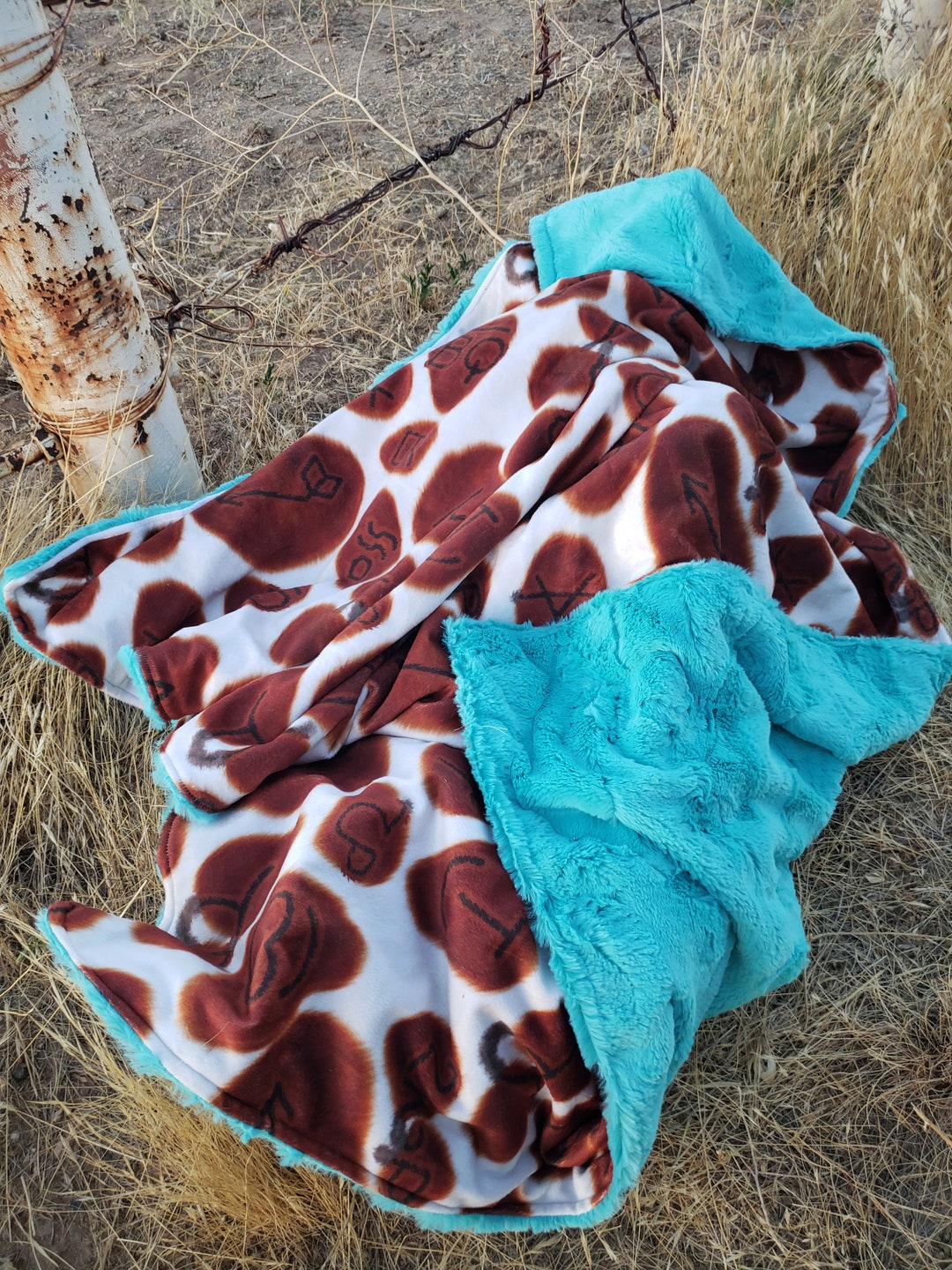 Boho Cow Blanket Baby Girl Cattle Brand Blanket Cow Cattle Nursery