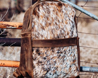 Cowhide Leather Backpack, Western Style Diaper Bag