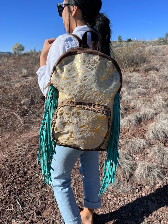 Cowhide Zipper Backpack Cowhide Back pack Cowhide Diaper Bag Western  Backpack Leather Backpack Leather Diaper Bag