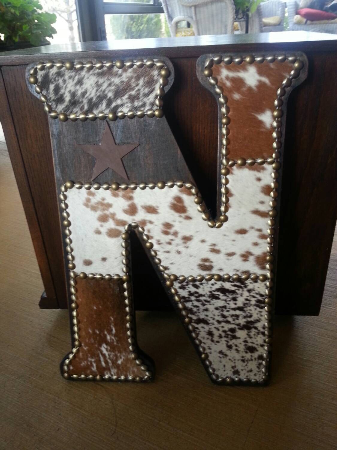 Custom Wooden Cowhide Letter Large Size Etsy