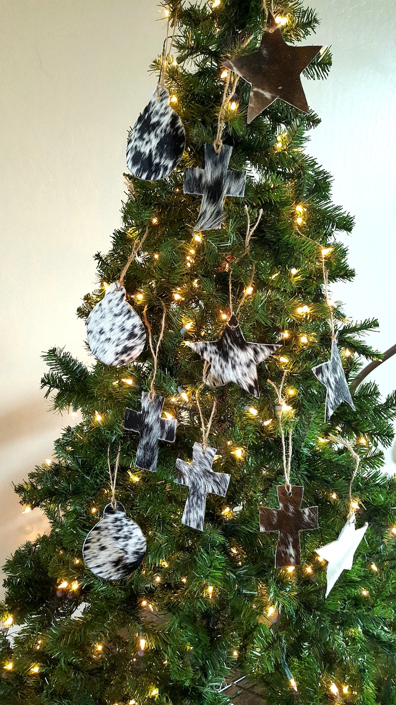 Cowhide Western Leather Christmas Ornaments Etsy