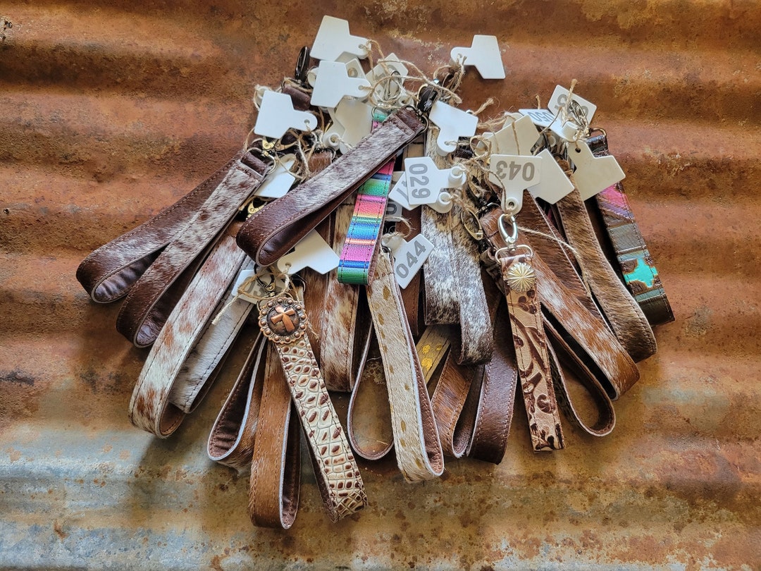 Cowhide Keyring Cowhide Keychain Cowhide Leather Keyring Western