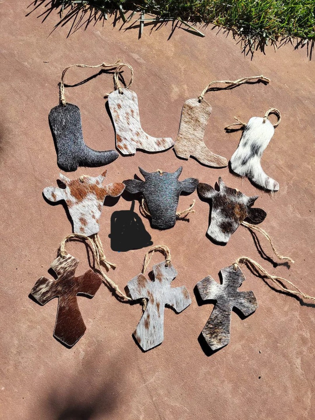 10 Cowhide Christmas Ornaments ready to Ship Etsy