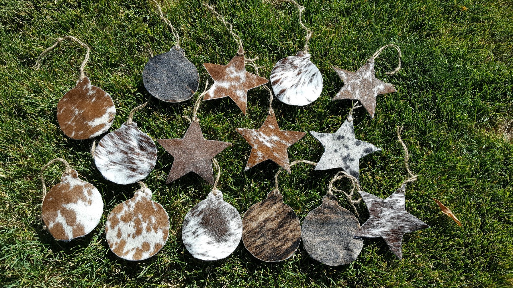 Cowhide Western Leather Christmas Ornaments