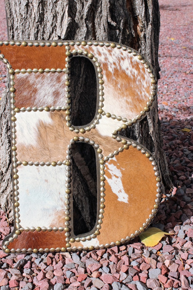 Custom Wooden Cowhide Letter Large Size Etsy
