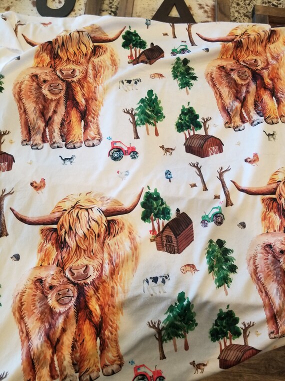 Farm Cow Blanket Baby Boy Highland Blanket Highland Cow Etsy