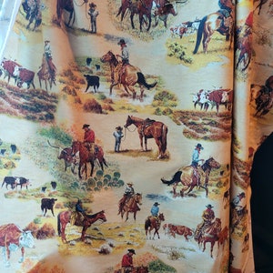 Cattle Drive Fabric by Kenneth Wyatt Western Fabric Cowboy Fabric