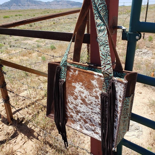 Stunning Leather Cowhide Diaper Bag Cowhide Purse Fringe Purse Etsy