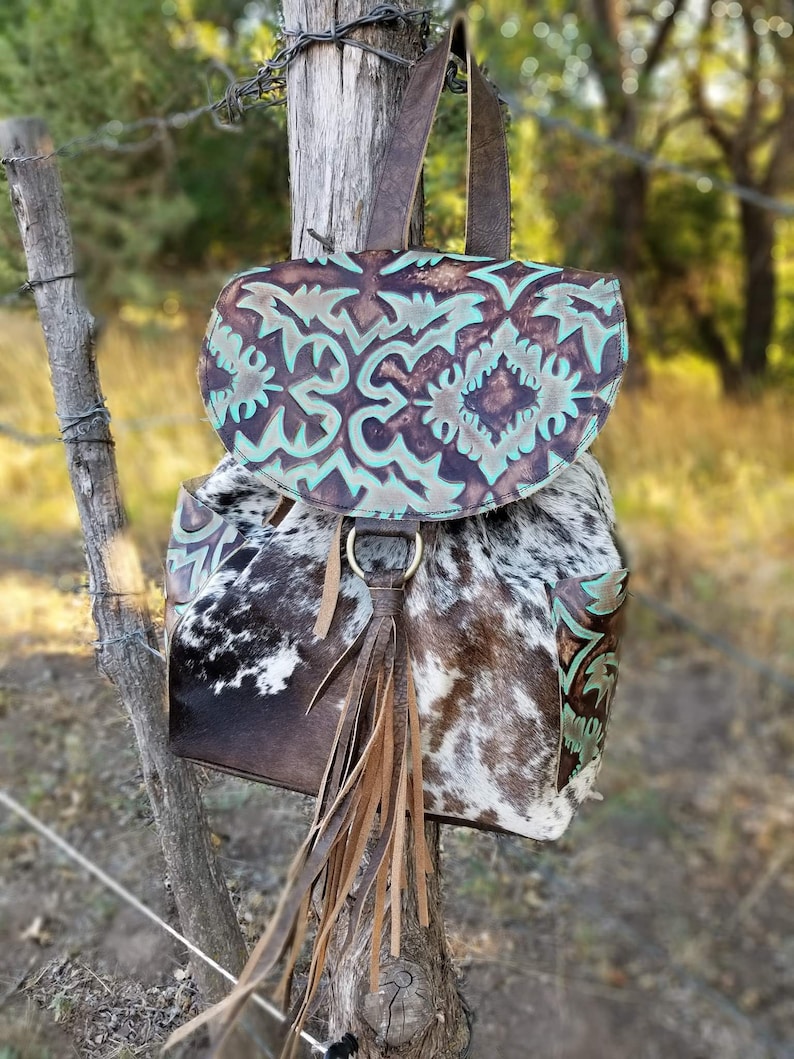 Cowhide Backpack Cowhide Back Pack Cowhide Diaper Bag Western Etsy