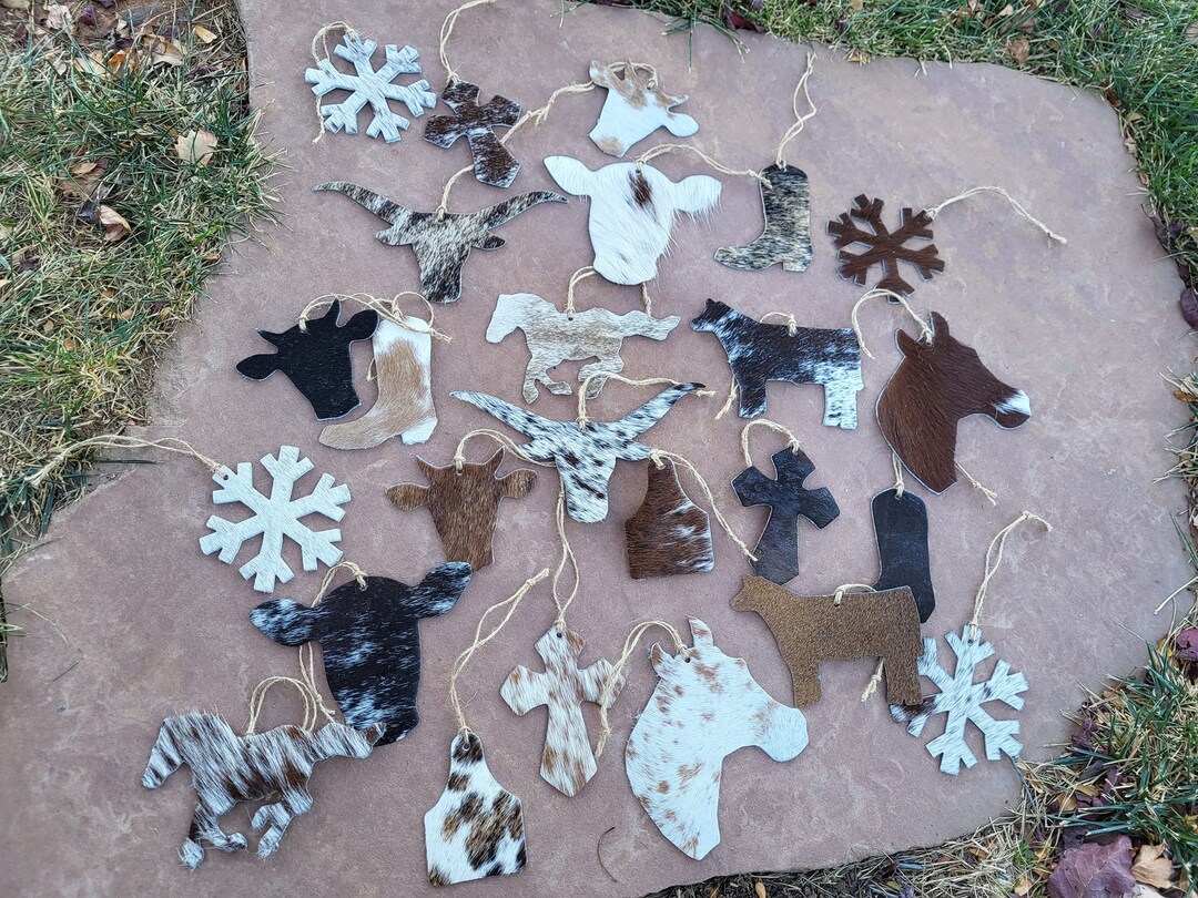 25 Cowhide Christmas Ornaments ready to Ship Etsy