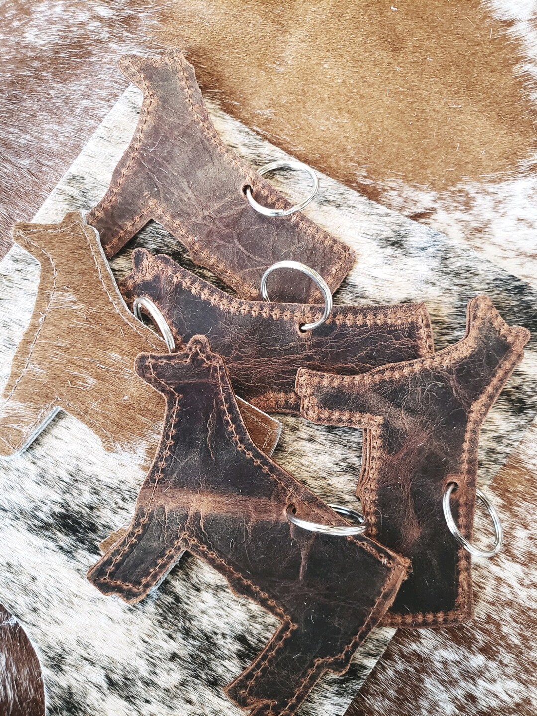 Cow Keyring Show Steer Cowhide Leather Cowhide Keychain Eartag