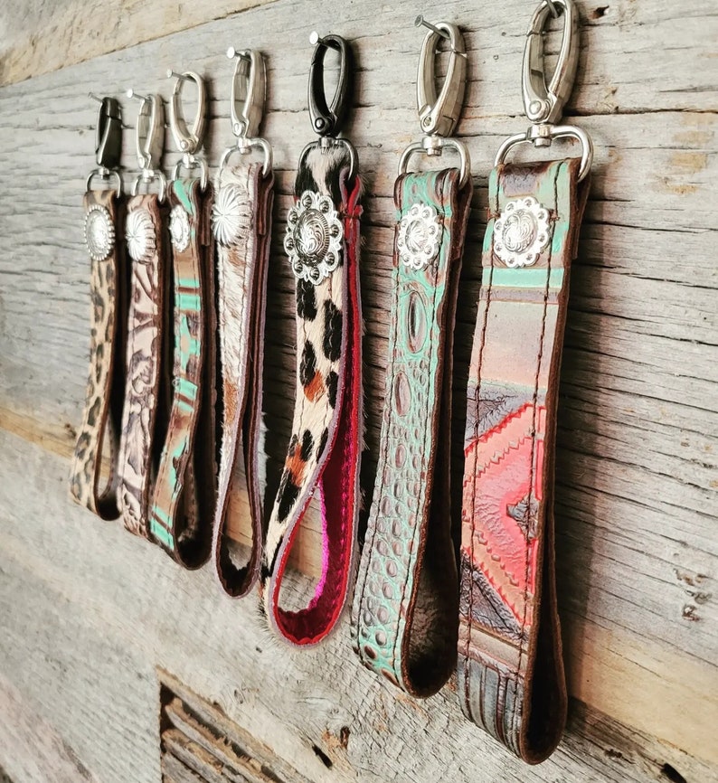 Cowhide Keyring Cowhide Keychain Cowhide Leather Keyring Etsy