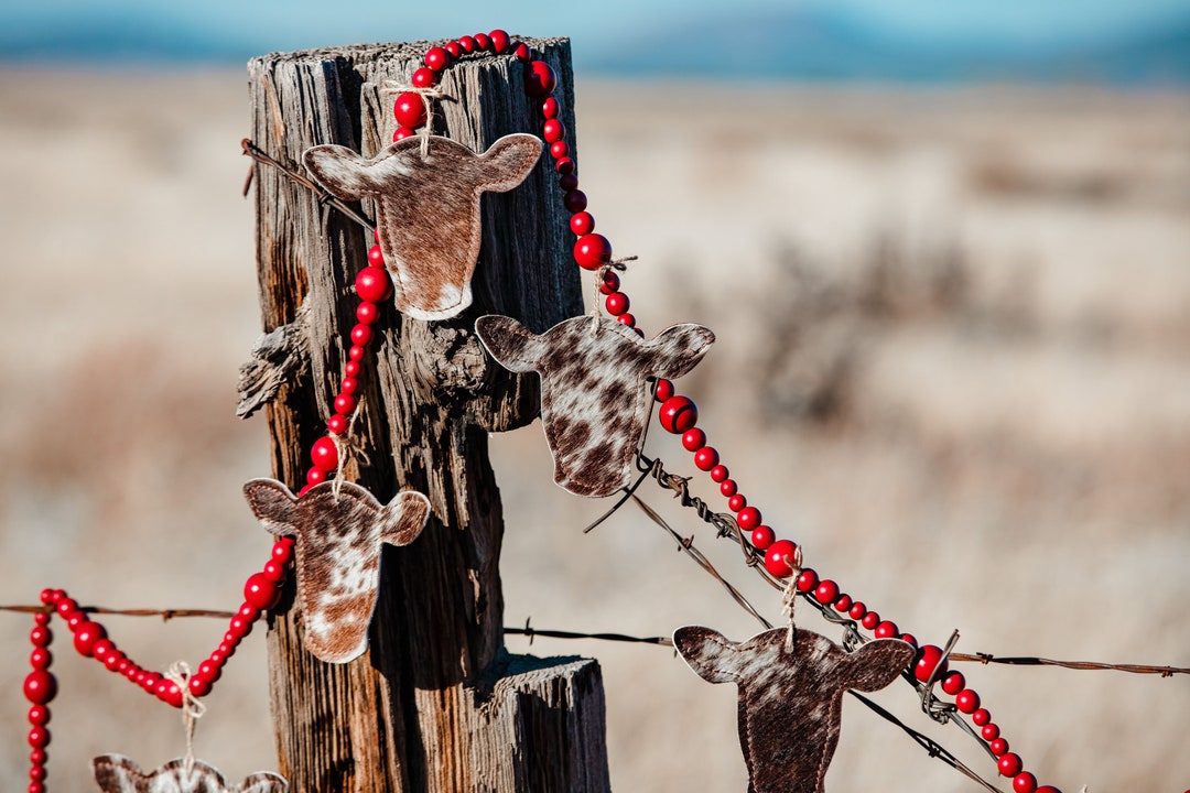 Cowhide Wooden Christmas Garland Western Christmas Garland Etsy