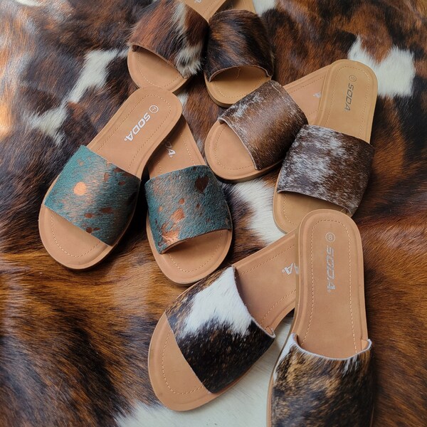 Cowhide Sandals Etsy