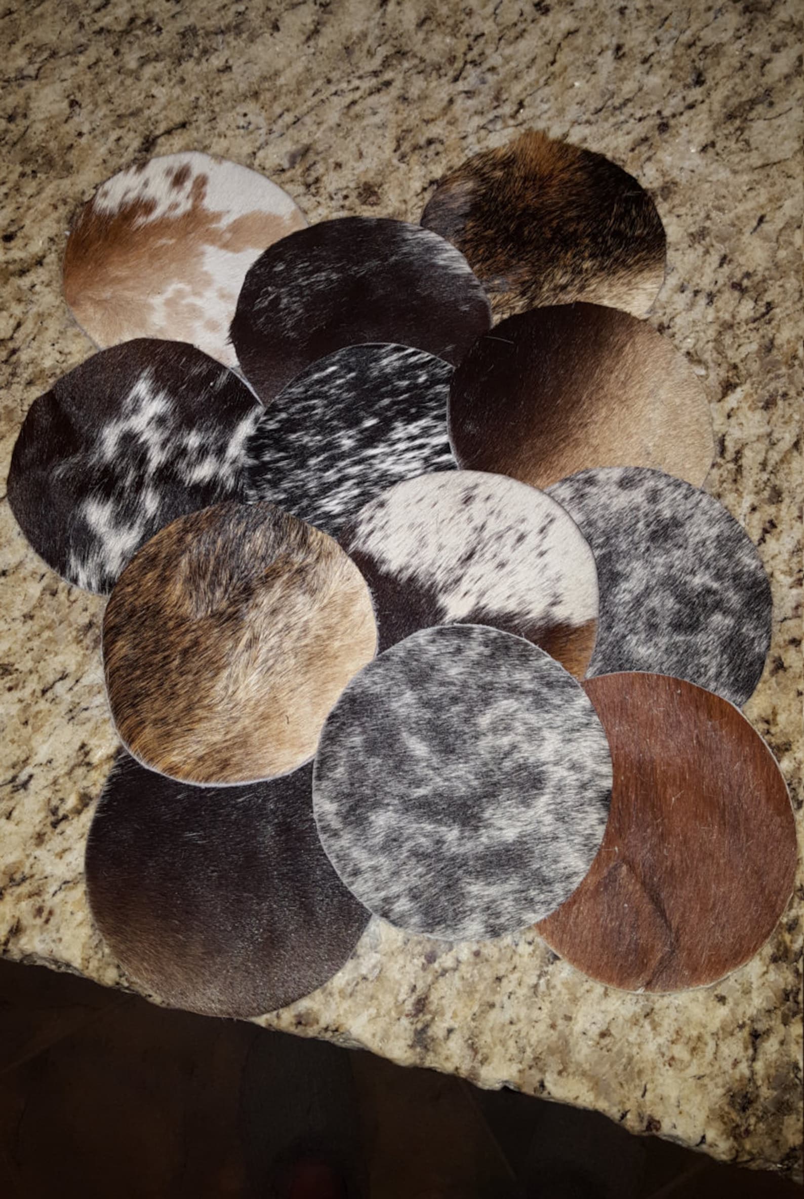 WHOLESALE Genuine Cowhide Coasters Handmade Coloring Etsy