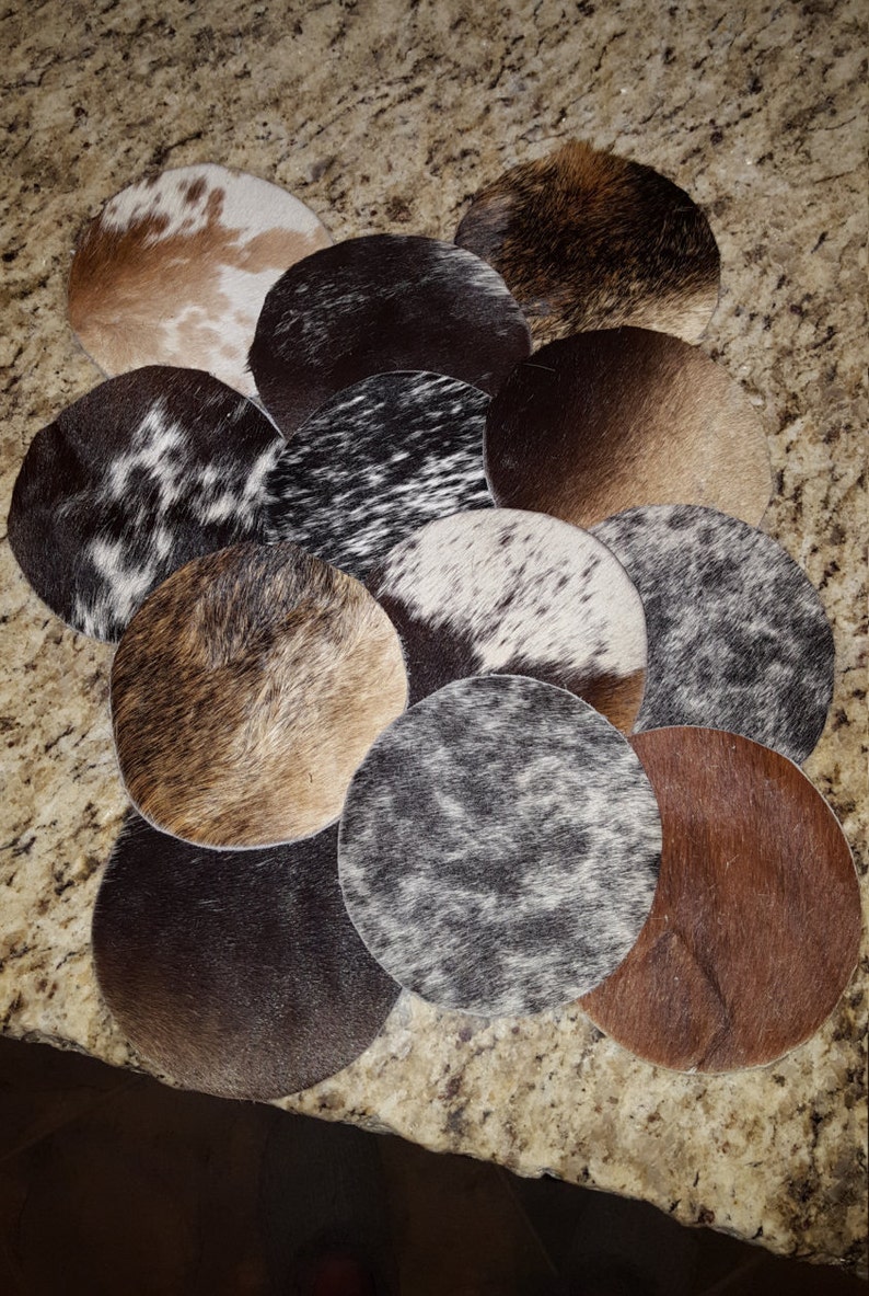 WHOLESALE Genuine Cowhide Coasters Handmade Coloring Etsy