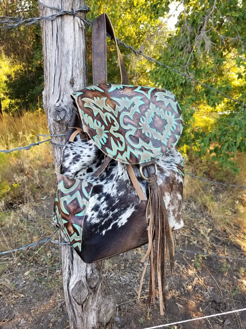 cowhide backpack purses