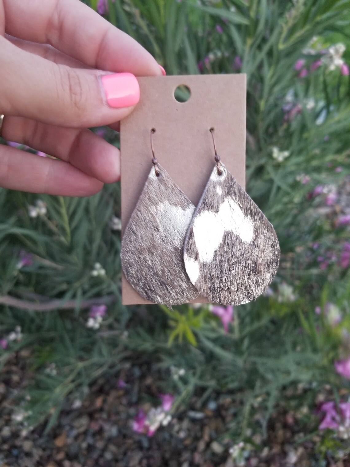 Cowhide Tear Drop Earrings Leather Earrings Cowhide Earrings - Etsy