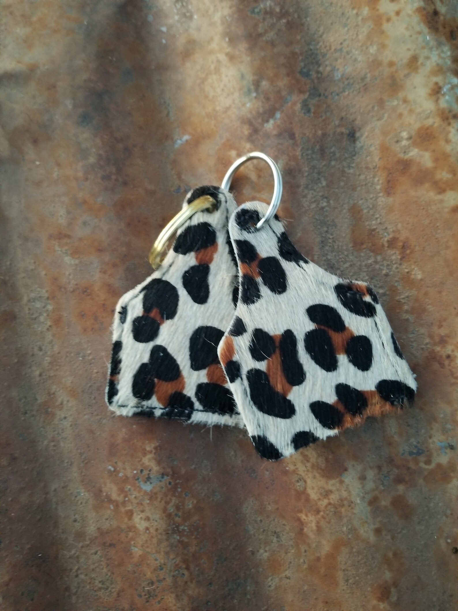 Leather Cowhide Keychain Eartag Keychains Western Keychains Etsy