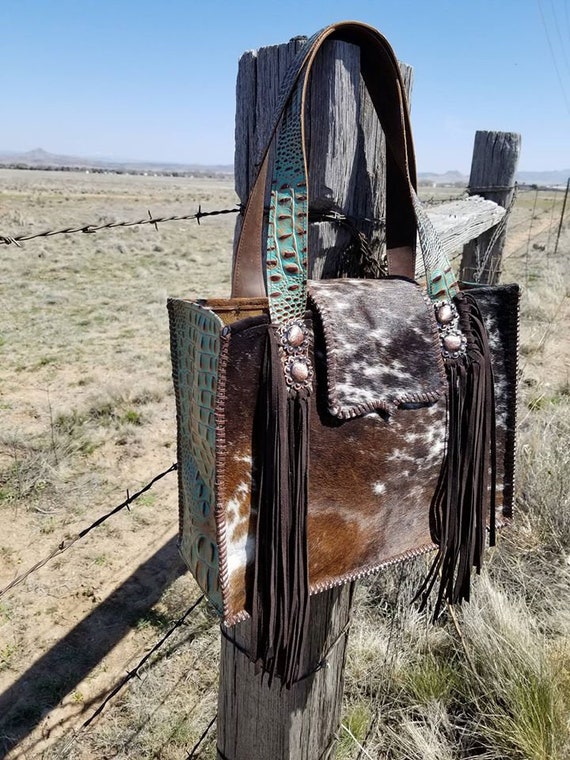 Stunning Leather Cowhide Diaper Bag Cowhide Purse Fringe Purse Western  Diaper Bag Cowhide Travel Bag