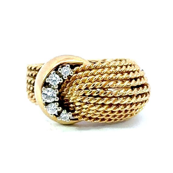 14k Twisted Rope Ring with Diamonds Gem