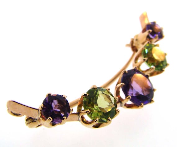 Suffragette Amethyst and Peridot Brooch