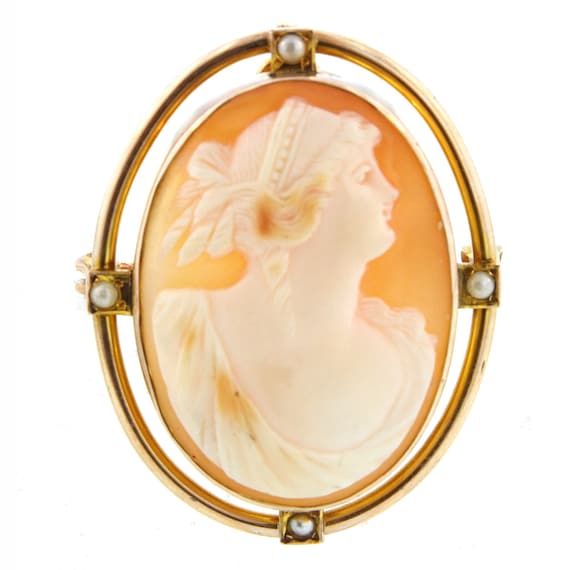 14K Victorian Rose Gold Cameo Brooch/Pendent. - image 1