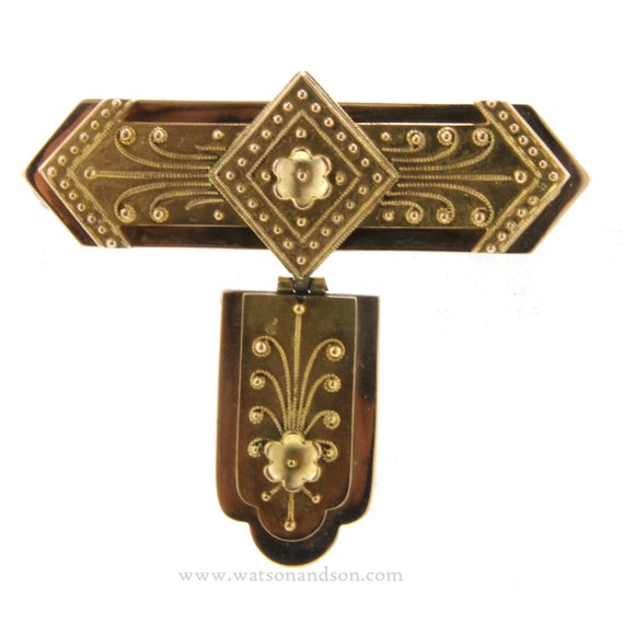 Victorian Etruscan Fob Style Brooch