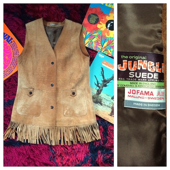 1960's suede fringe vest xs/s