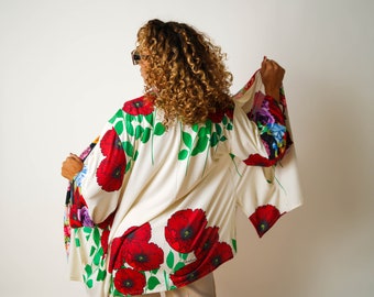 Kimono Jacket with Red Poppies