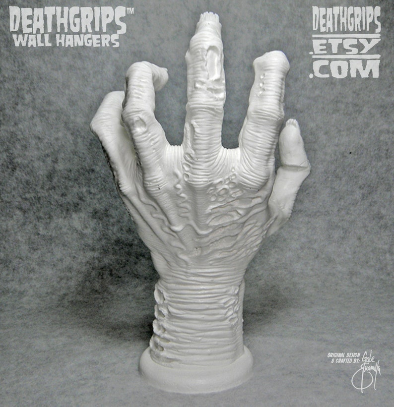 White Left ZOMBIE DEATHGRIPS™ Walll Hanger by Gabe Escamilla White Wall-Mount Display image 4