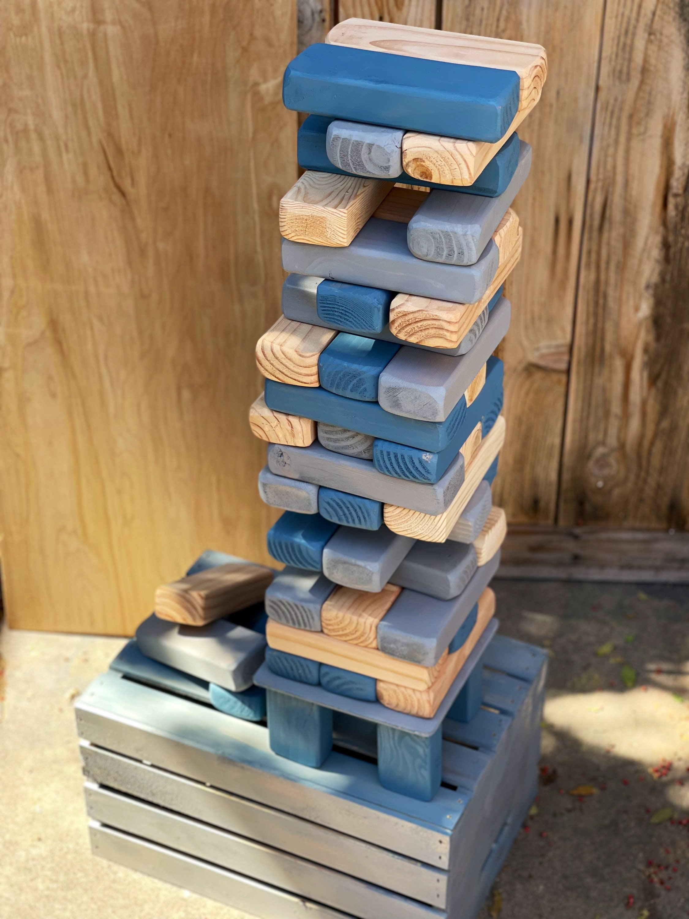YardGames Large Tumbling Timbers Stacking Game w/ 54 Premium Pine Blocks  (Used)