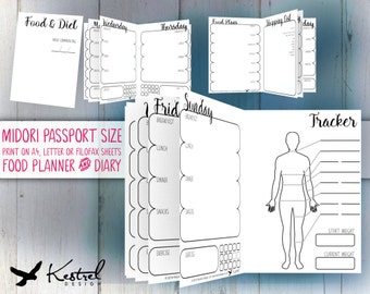 Printable Diet Planner &amp; Diary Filofax Mini Size | Etsy