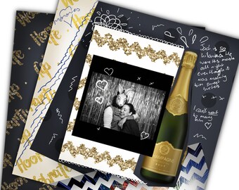 A4 - Celebration Set Champagne, Gold and Blue Digital Paper Pack - Kestrel Design DIY immediate download - printable paper crafts