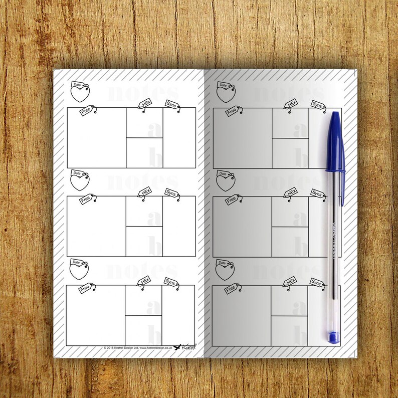 Midori Printable Insert Slimming World Food Diary Instant DOWNLOAD ...