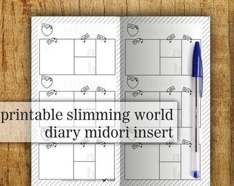 Midori Printable Insert - Slimming World · Food Diary · Instant DOWNLOAD · Print at home · Personal size